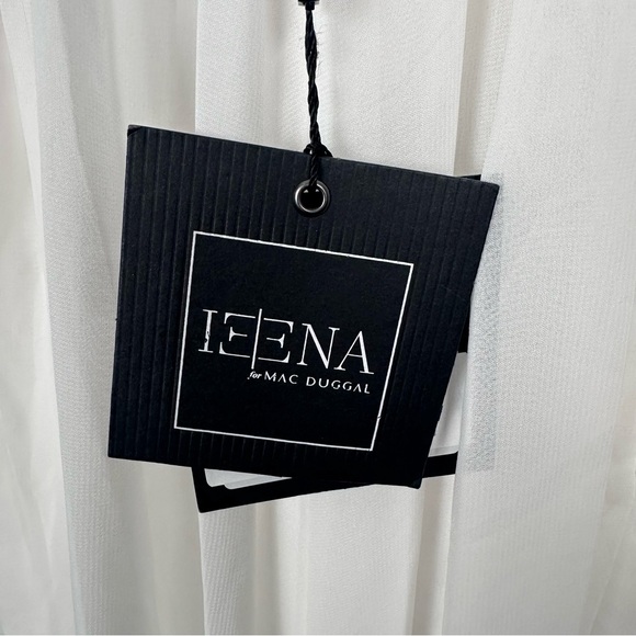 MAC DUGGAL Faux Wrap Sleeveless Flowy MIDI Dress White 70099 - Picture 7 of 10